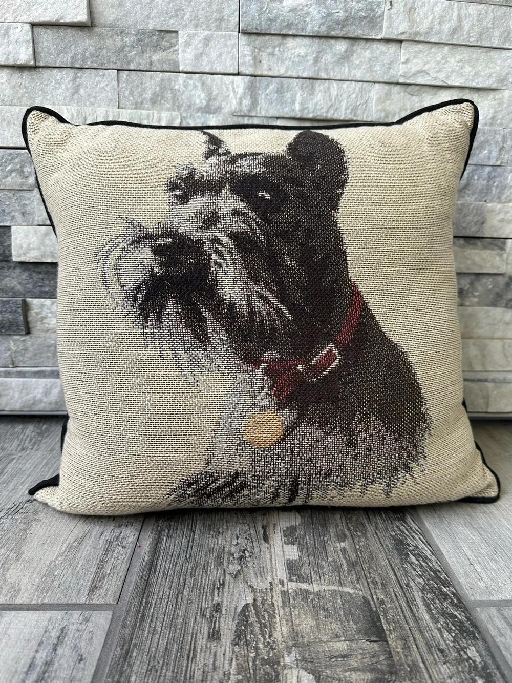 Schnauzer Needlepoint Decorative Pillow